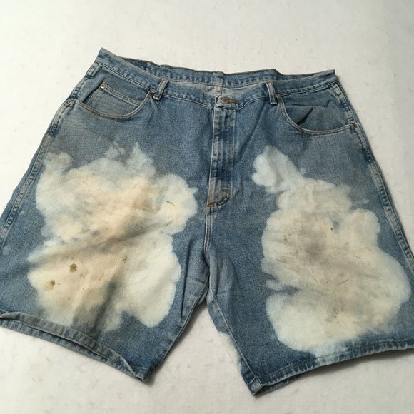 #LL Wrangler Silver Edition shorts Acid Wash bleach distressed 40 waist - Picture 5 of 6